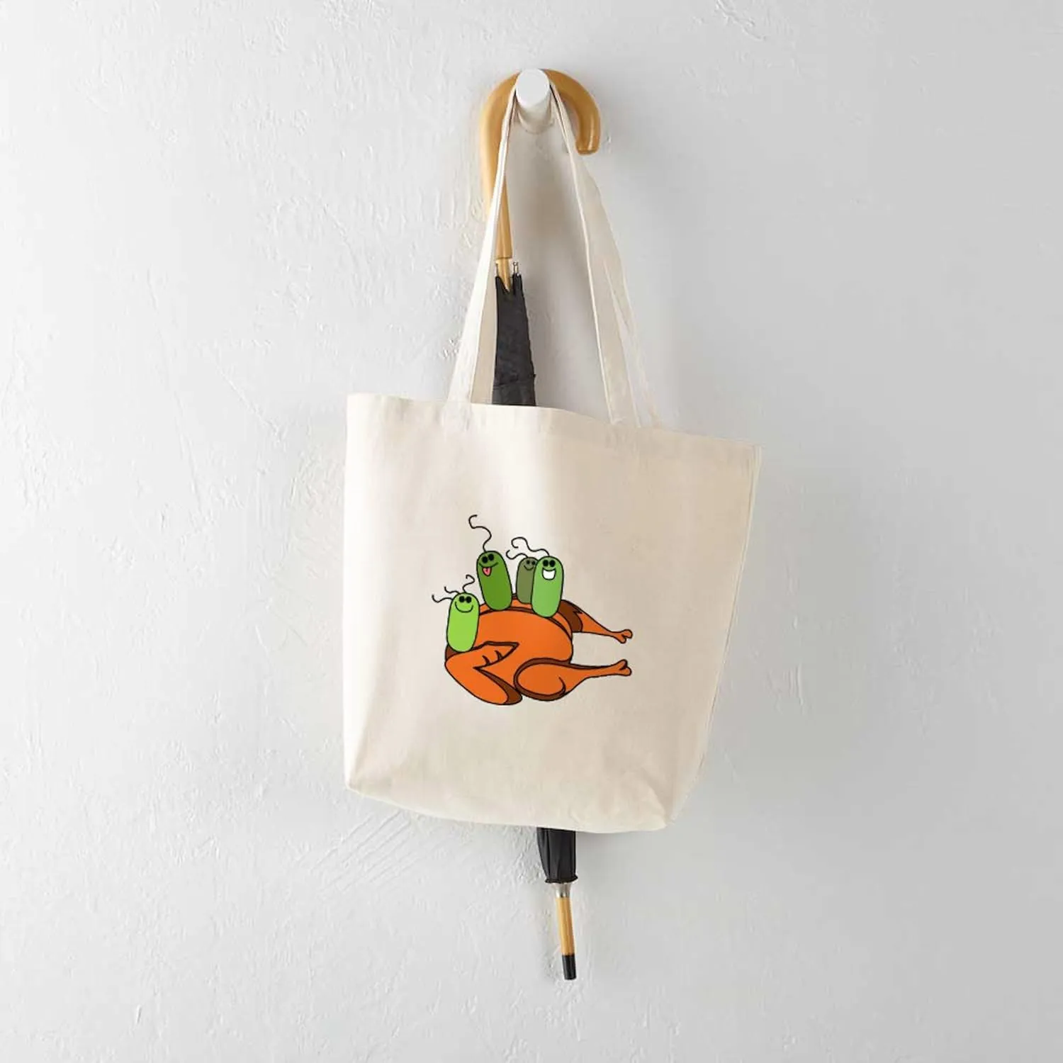 CafePress Turkey Bacteria Tote Bag Reusable Natural Beige Canvas Shopping Bag