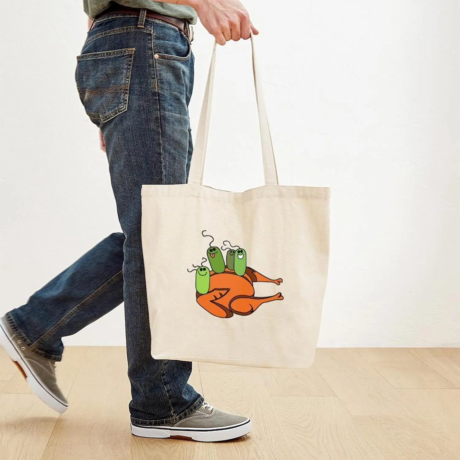 CafePress Turkey Bacteria Tote Bag Reusable Natural Beige Canvas Shopping Bag