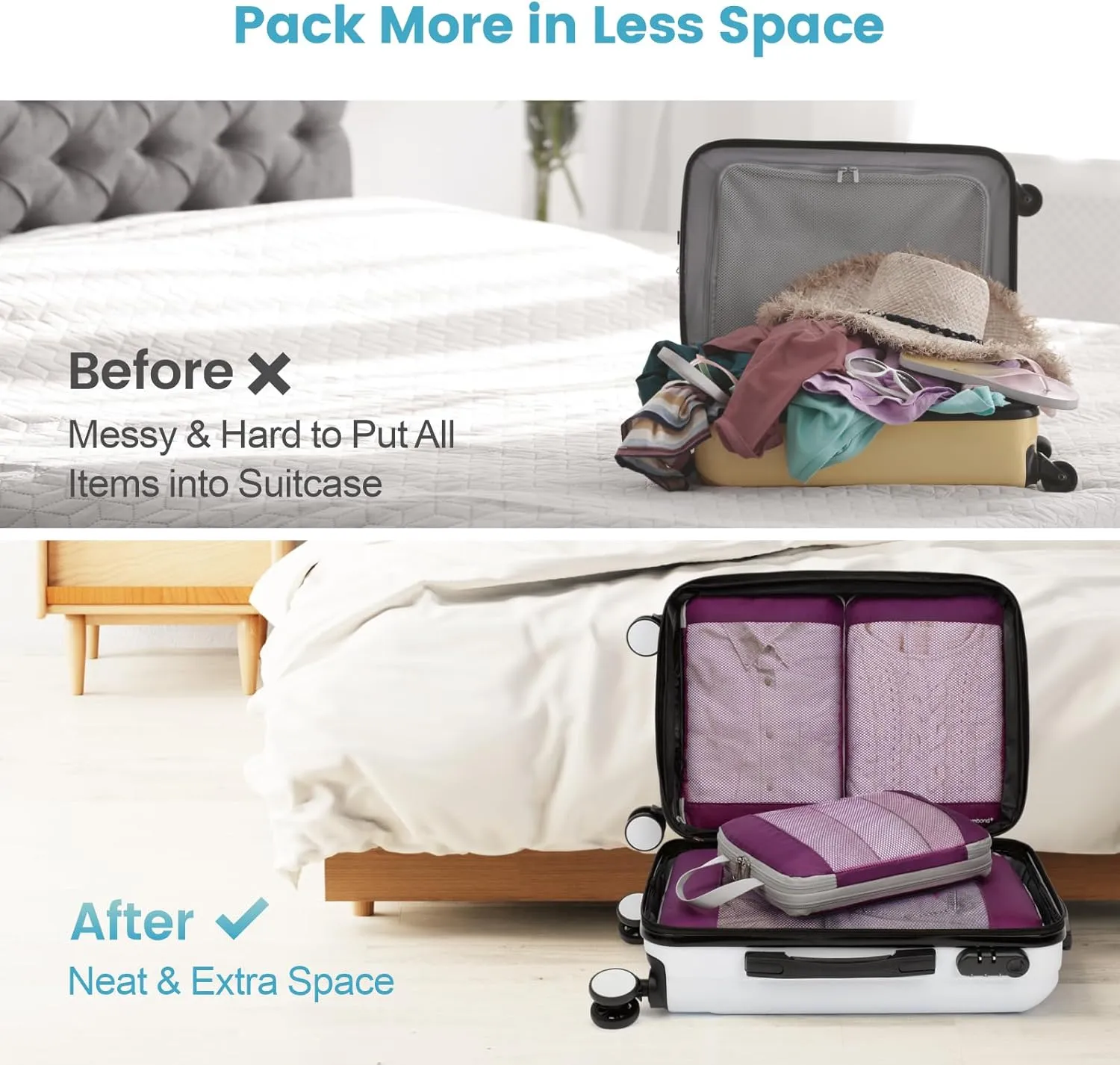 Cambond Mesh Compression Packing Cubes Travel - Space Saving Packing Cubes for Travel Women, Lightweight Compression Cubes for Travel Bags Luggage Packing Organizer for Suitcases