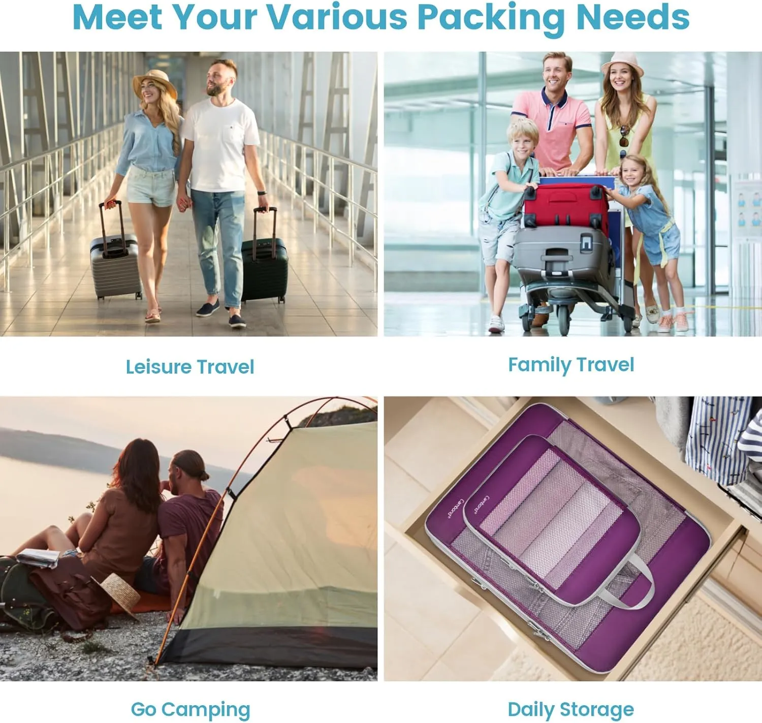 Cambond Mesh Compression Packing Cubes Travel - Space Saving Packing Cubes for Travel Women, Lightweight Compression Cubes for Travel Bags Luggage Packing Organizer for Suitcases