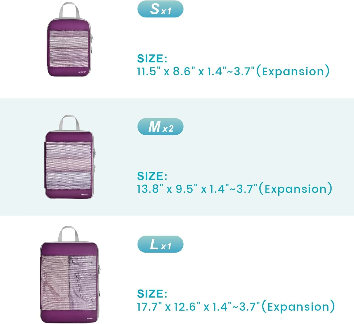 Cambond Mesh Compression Packing Cubes Travel - Space Saving Packing Cubes for Travel Women, Lightweight Compression Cubes for Travel Bags Luggage Packing Organizer for Suitcases