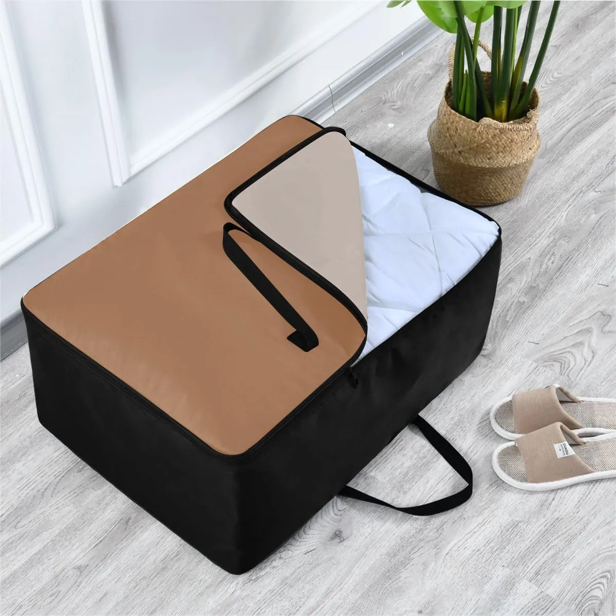 Camel Storage Bags, 27.5x19.7x11 In, Garment Storage Organizer Travel Cargo Duffel Bags Storage Organizer for Clothes, Bedding, Comforter
