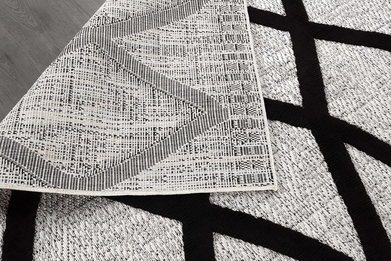 CAMILSON Modern Runner Rug 5x7 Luxury Diamond Pattern Micro Loop Hallway Rugs Soft High-Low Pile Stain Resistant Easy to Clean Non-Shedding Durable Entryway Kitchen Indoor Area Carpet (Black/Gray)