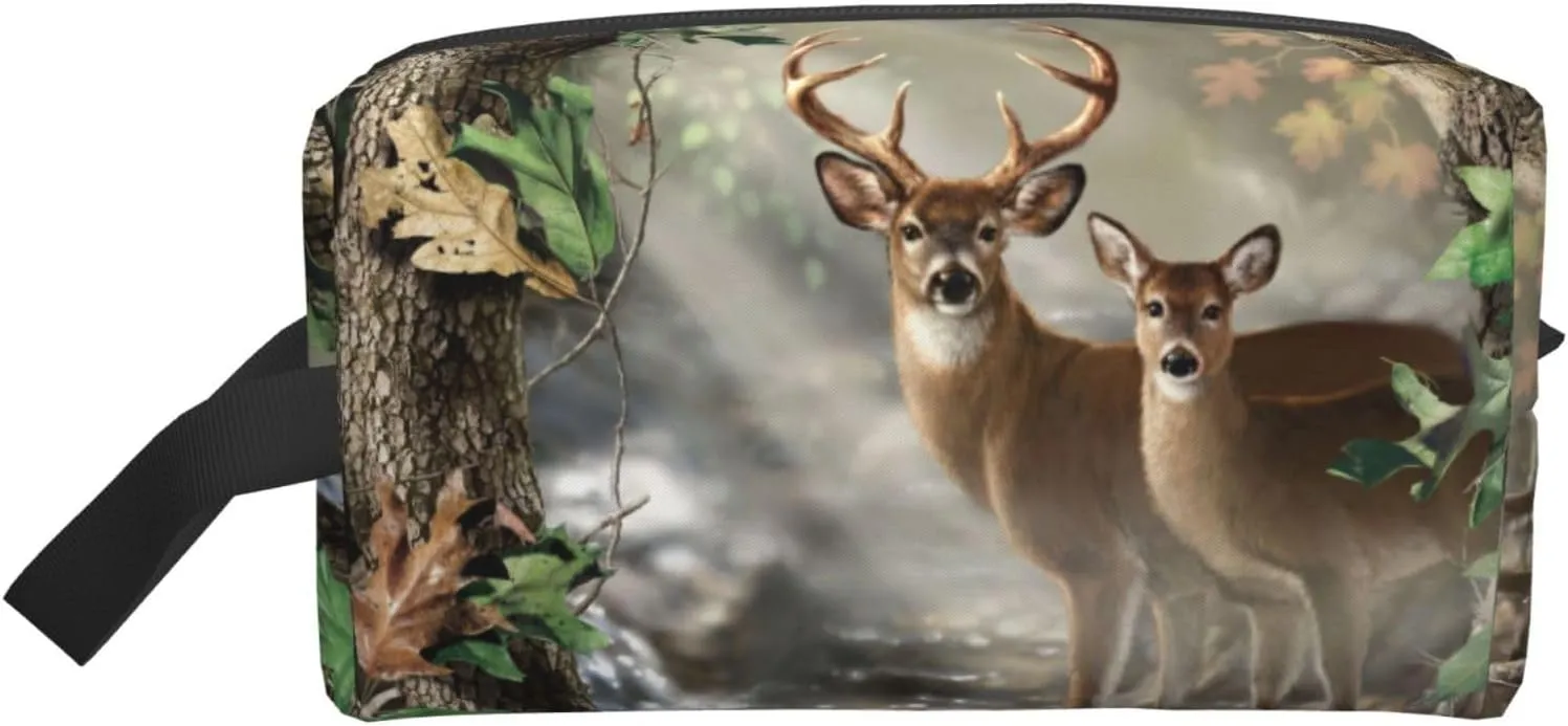 Camouflage Deer Print Travel Cosmetic Large Capacity Zippered Storage Bag For Toiletries Daily Essentials