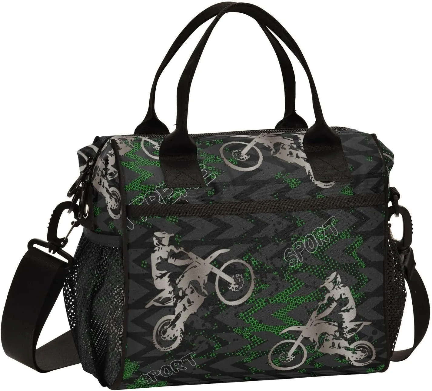 Camouflage Motocross Riding Lunch Bag Reusable Insulated Lunch Box Cooler Tote Removable Shoulder Strap Meal Picnic Bags for Outdoor Travel Office Work Small