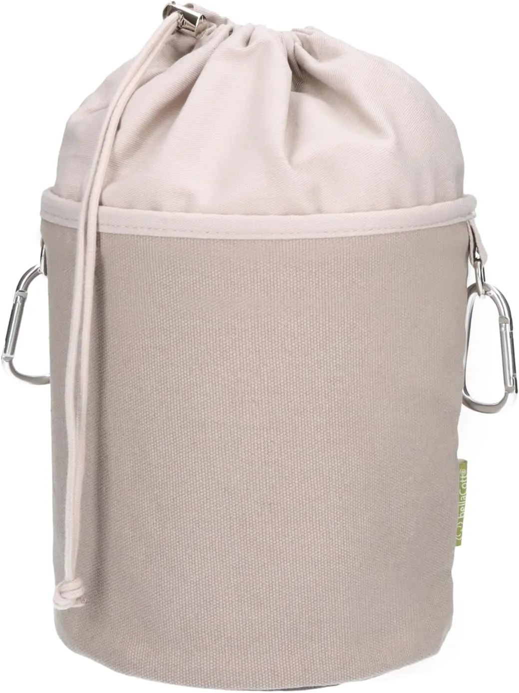 Canvas Fabric Clothes Peg Bag with 2 Carabiner Hooks for 200 Pegs, Extra Large and Sturdy, Taupe Grey