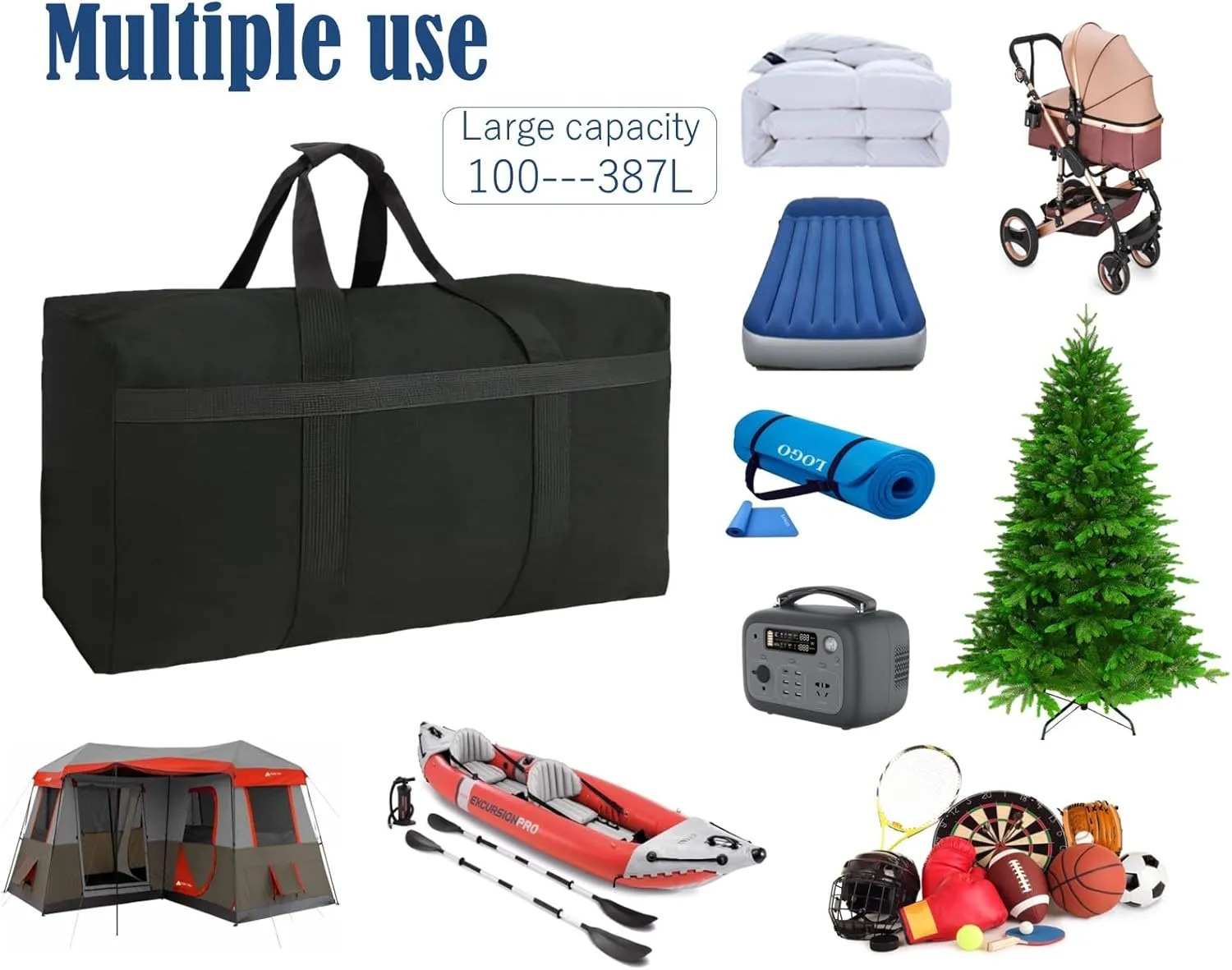 Canvas Storage Duffle Bag Extra Large Moving Bags Great for Moving College Kids, Traveling, Camping, Large Items Storage and More (Canvas, 215L)