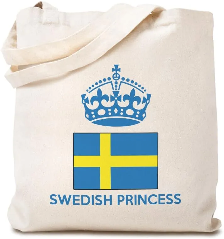 Canvas Tote Bag for Women Swedish Princess Crown Sweden Country Flag Beach Bags for Women