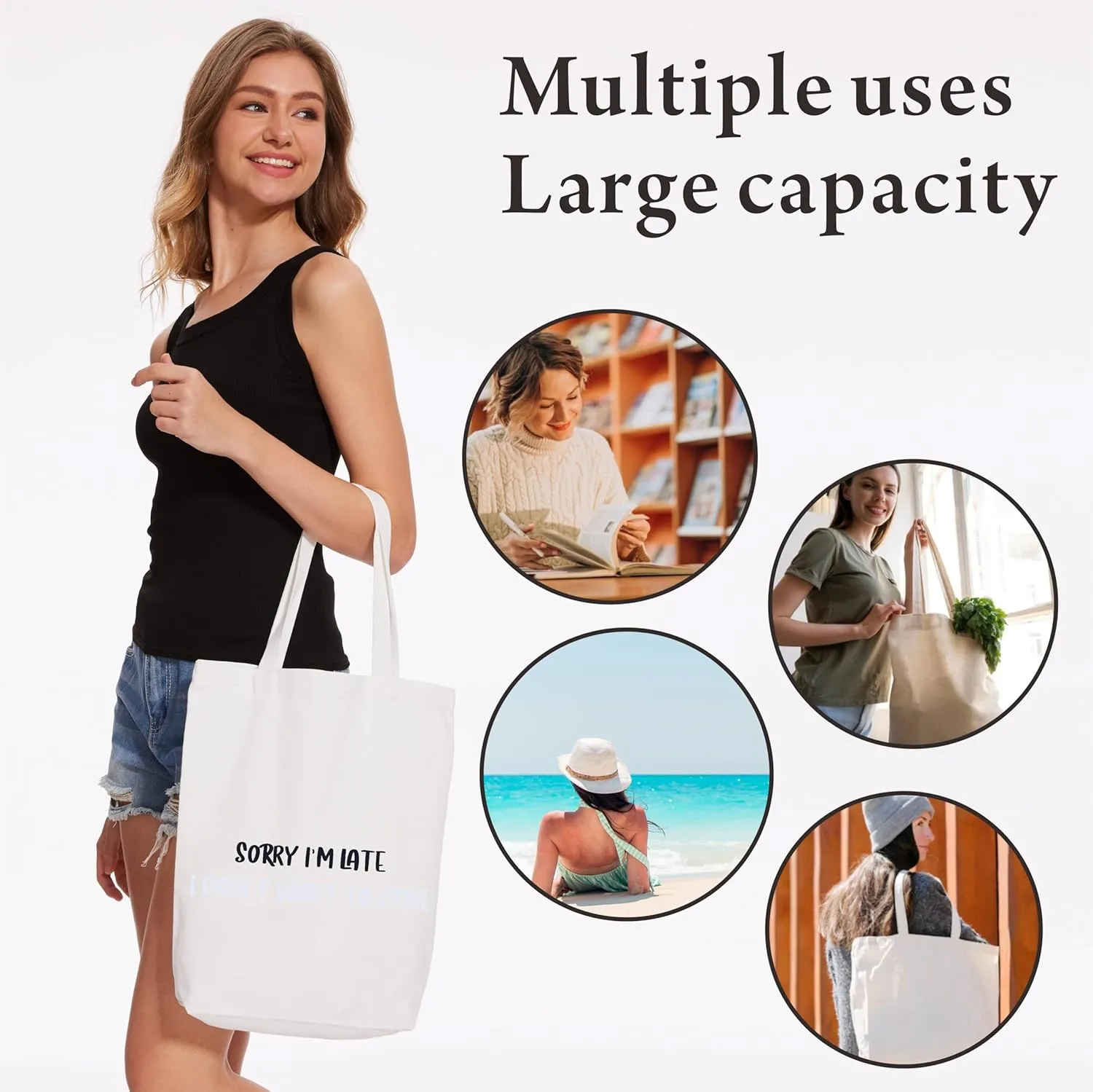 Canvas Tote Bag For Women,A