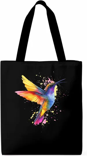 Canvas Tote Bag Hummingbird Bird Reusable Grocery Shopping Bags with Handle, Color Wing Large Canvas