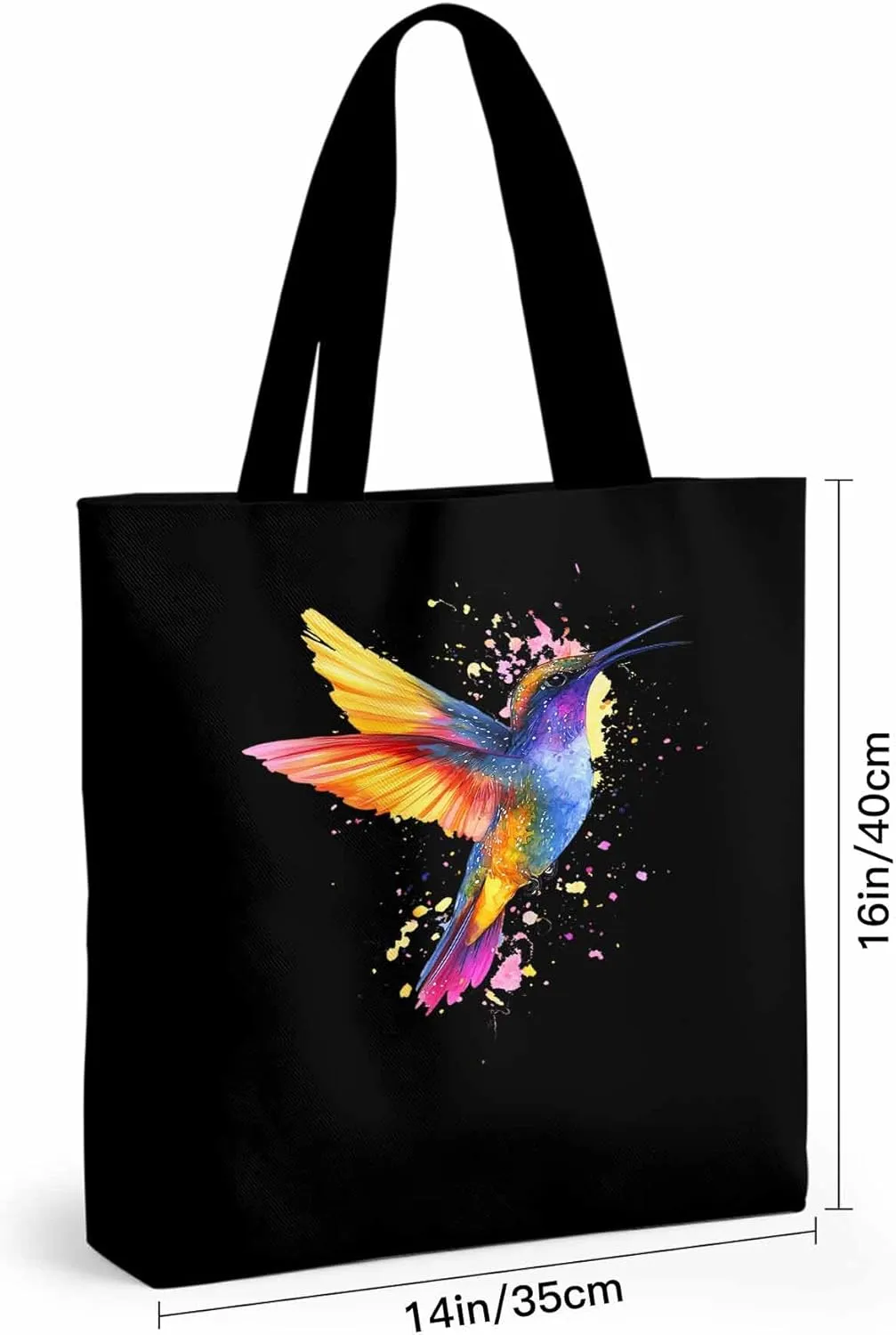 Canvas Tote Bag Hummingbird Bird Reusable Grocery Shopping Bags with Handle, Color Wing Large Canvas