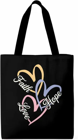 Canvas Tote Bag Love Fauth Home Reusable Grocery Shopping Bags with Handle, Colorful Heart Large Canvas