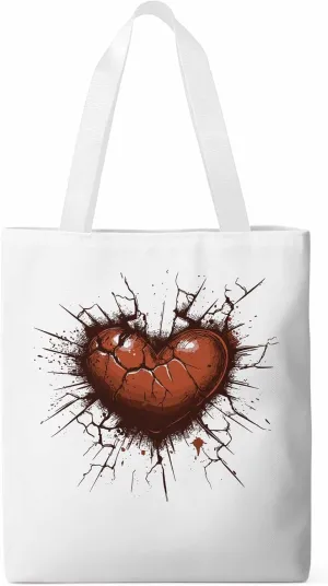 Canvas Tote Bag, Valentine's Day Love Heart Crack Aesthetic Canvas Tote Handbags for Women Shoulder Bag