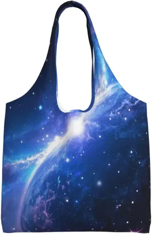 Canvas Tote Bag, Washable Cute Reusable Shoulder Hand Purse bags for Women Shopping Gifts Beach(Starlight Drift Print)