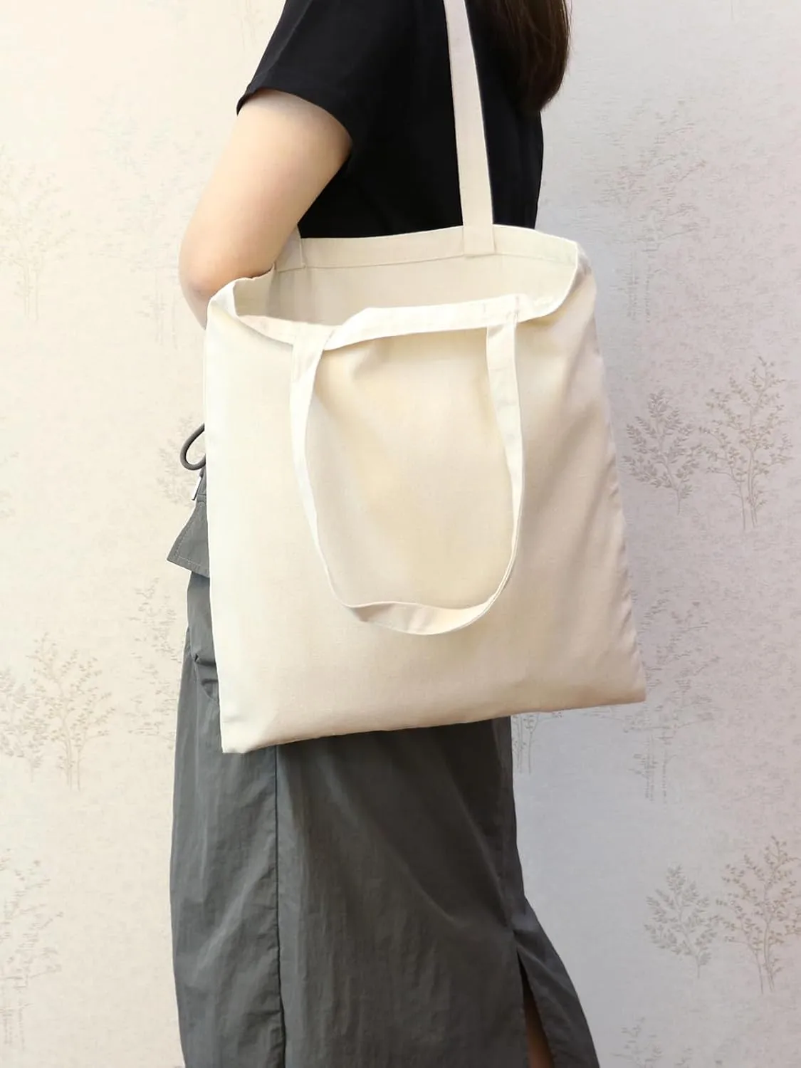 Canvas Tote Bag Women Reusable Grocery Cotton Bags Gift Shopping Blank Bulk Bag for DIY
