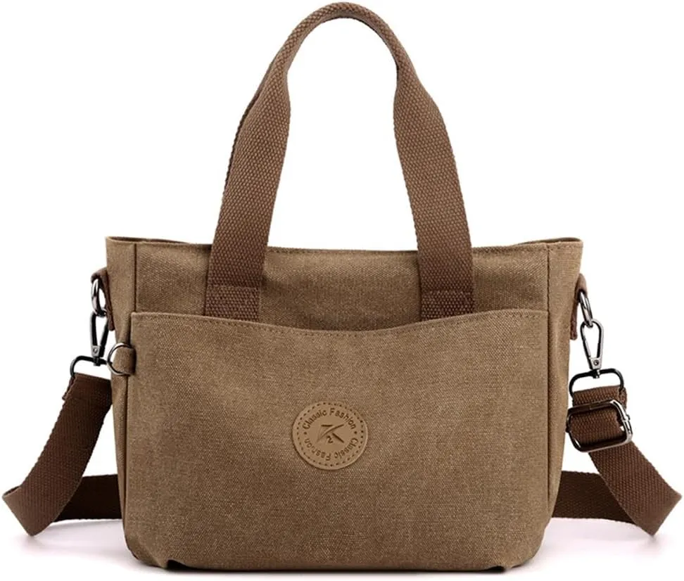 Canvas Tote Handbag for Women - Casual Shoulder Bag with Multiple Pockets