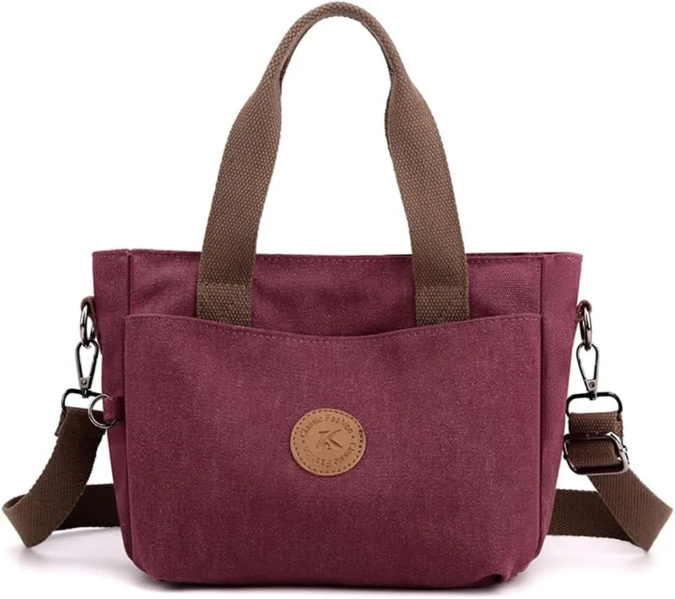 Canvas Tote Handbag for Women - Casual Shoulder Bag with Multiple Pockets
