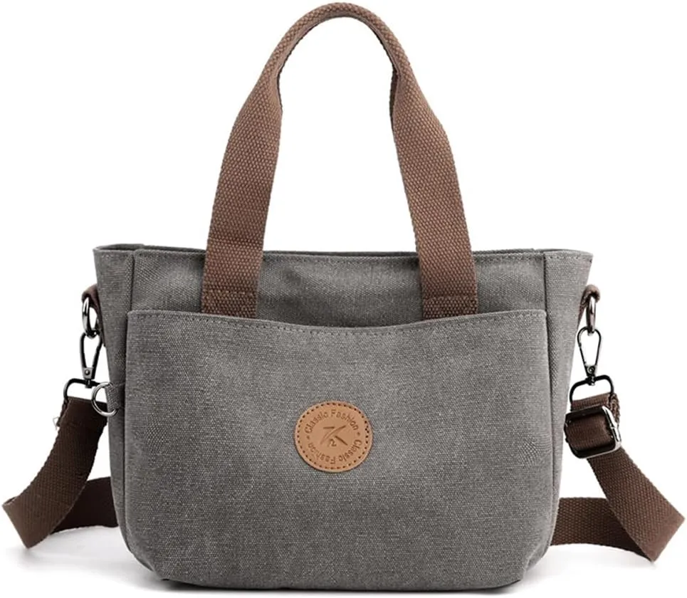 Canvas Tote Handbag for Women - Casual Shoulder Bag with Multiple Pockets