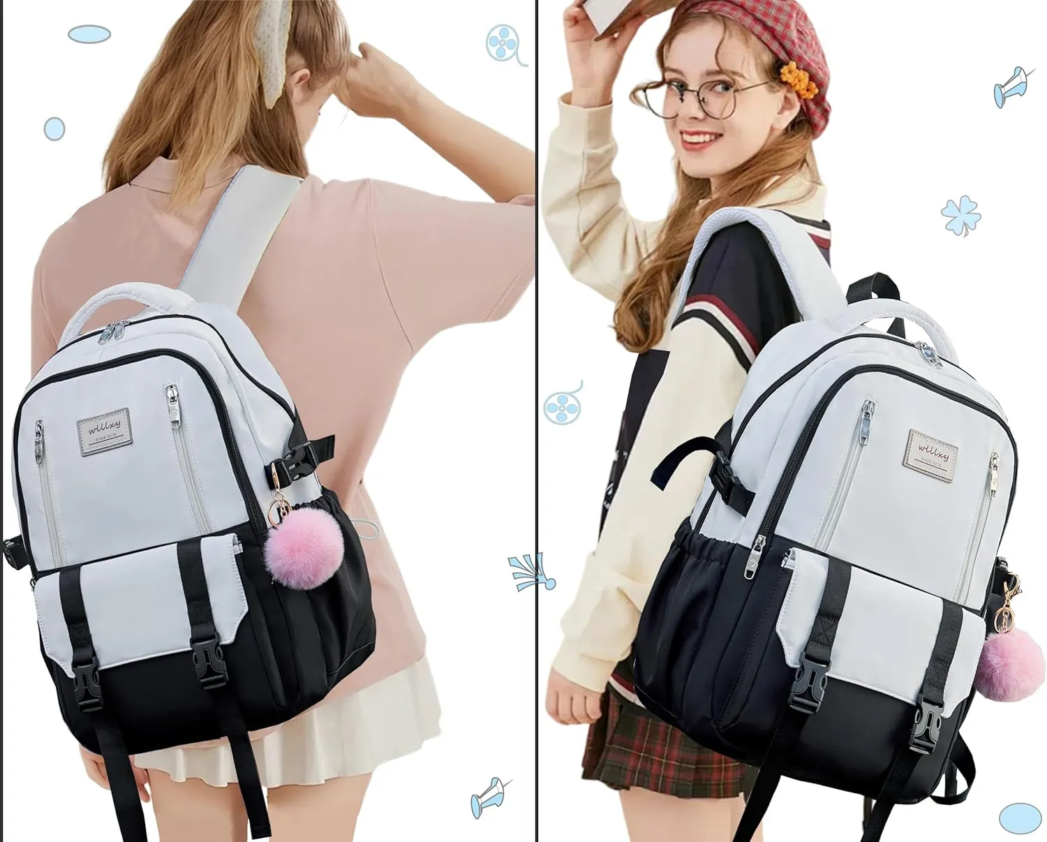 Caoroky knight Travel Laptop Backpack for Women Girls Elementary High School Bag College Backpacks Waterproof Daypack Large Bookbags Purse for Teens Students Computer Bags 15.6 Inch-Blacknew