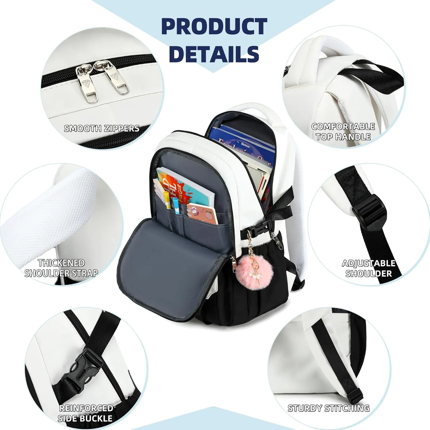 Caoroky knight Travel Laptop Backpack for Women Girls Elementary High School Bag College Backpacks Waterproof Daypack Large Bookbags Purse for Teens Students Computer Bags 15.6 Inch-Blacknew