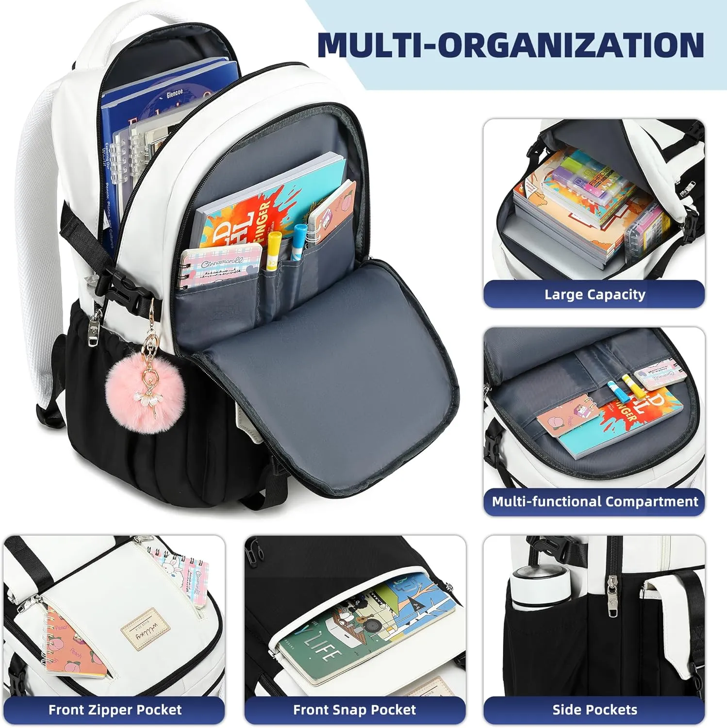 Caoroky knight Travel Laptop Backpack for Women Girls Elementary High School Bag College Backpacks Waterproof Daypack Large Bookbags Purse for Teens Students Computer Bags 15.6 Inch-Blacknew