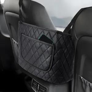 Car Purse Holder Between Seats, Leather Auto Pocket Handbag Holder, Large Capacity Driver Purse Storage Pouch Organizer, Backseat Dog Pet Barrier, Universal Car Accessories