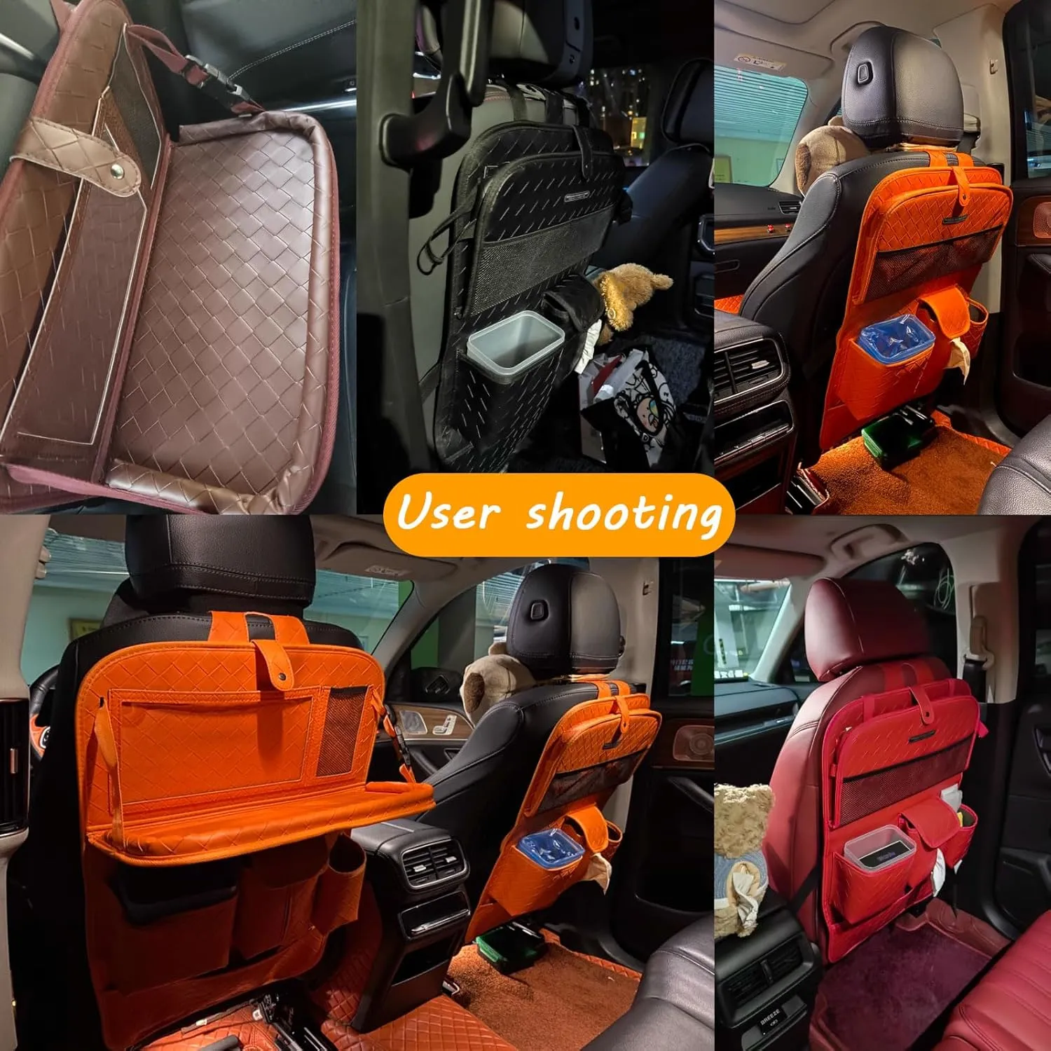 Car Rear Seat Back Storage Bag for Dodge Dakota Charger SRT Hellcat 2017-2023,Storage Pockets with Foldable Tray Protectorsm,Kick Mats Travel Accessories,1pc-B