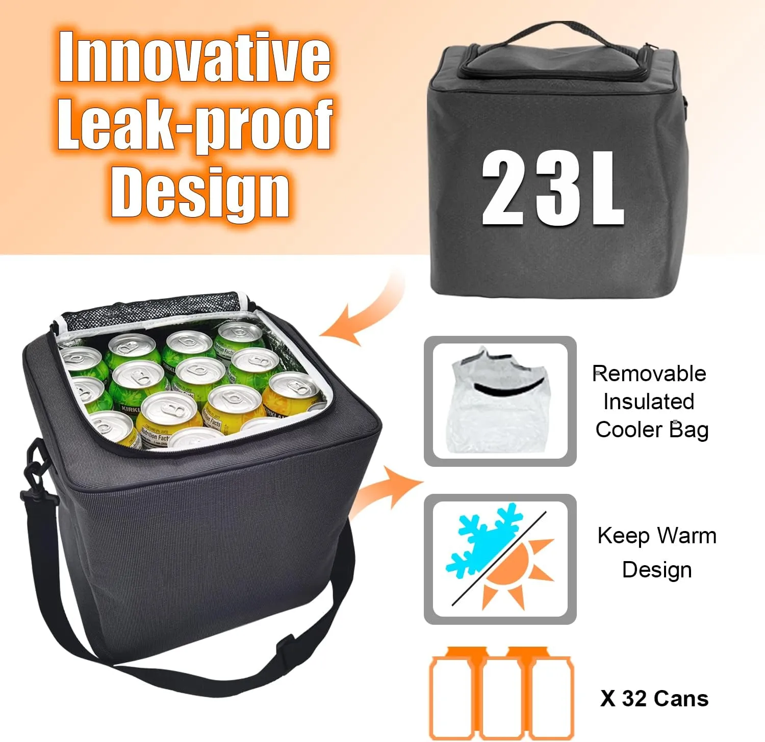 Car Trunk Organizer with Portable Leakproof Cooler Bag,Foldable Cover,Adjustable Securing Straps,Collapsible for Car,SUV,Truck and Other Vehicles(4-in-1 with Cooler)
