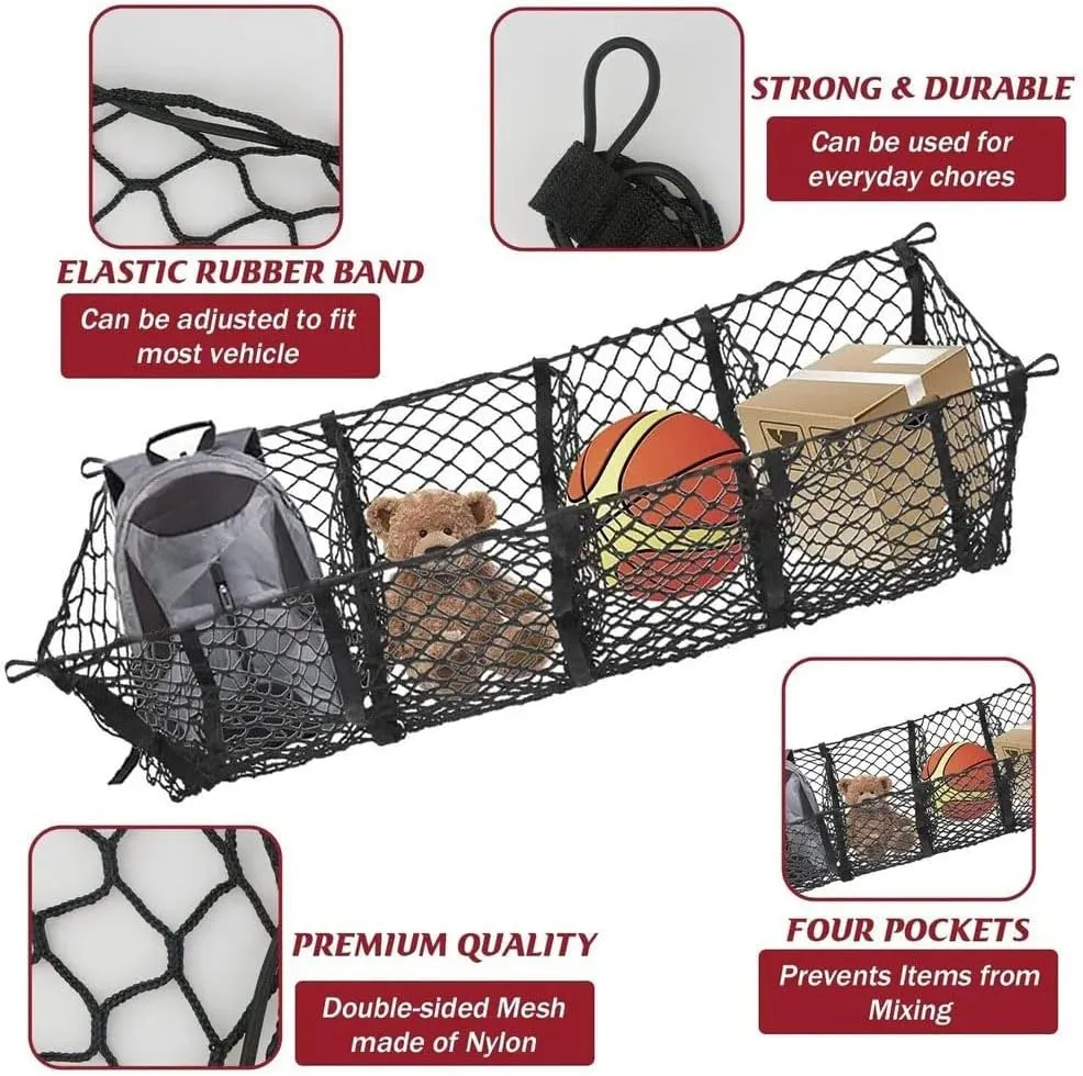 Cargo Net for Toyota Tundra 2024-2025 N80,Truck Bed Organizer,Pickup Truck Bed,4 Pocket Trucks Cargo Nets,Elastic Cargo Nets,Suitable for Car SUV Van Trunk Pickup, 110 * 30cm