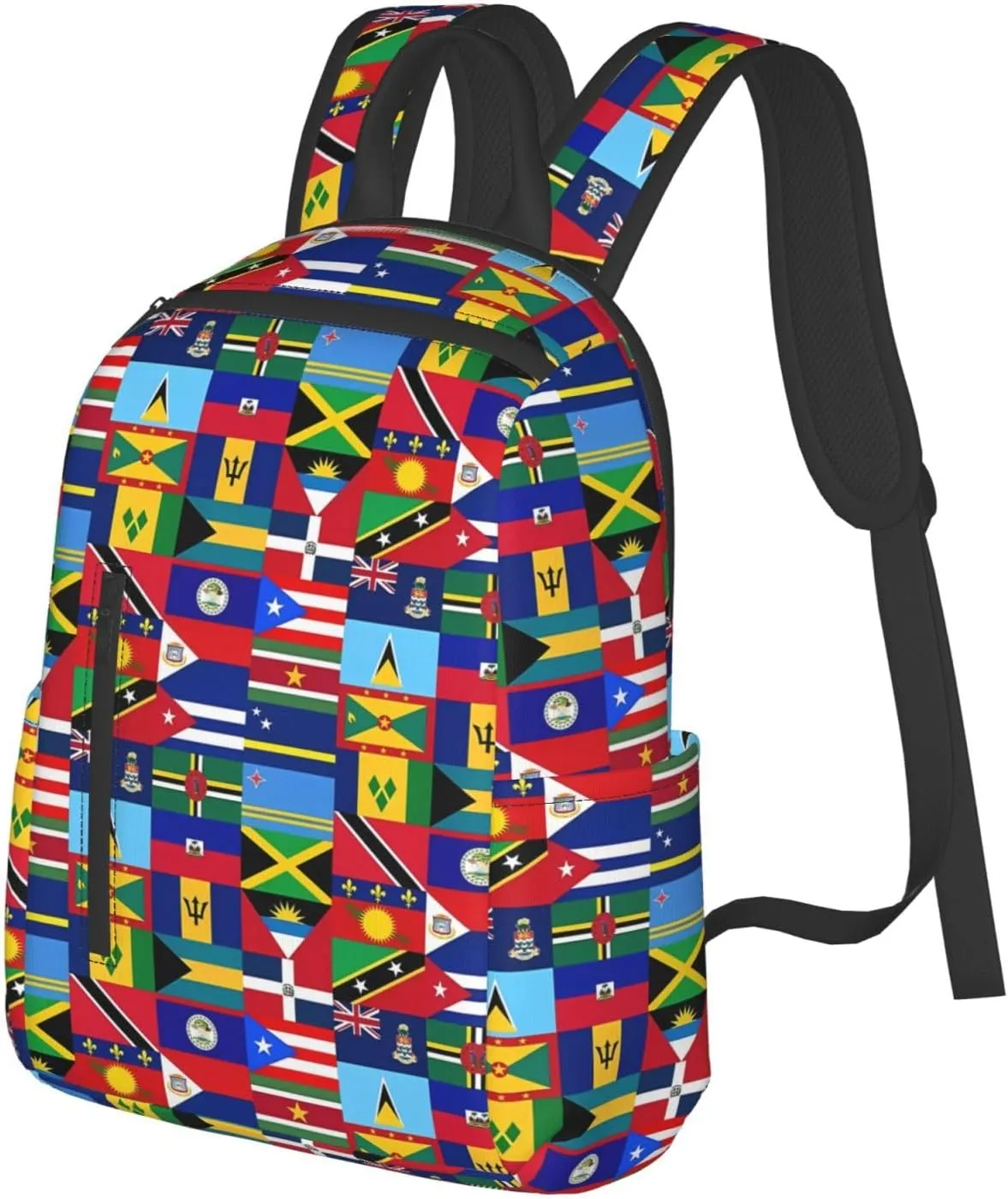 Caribbean Flags Casual Backpacks Laptop Backpack Outdoor Travel Rucksack Sport Carry-On Daypack Lightweight Bag with Multi-Pockets