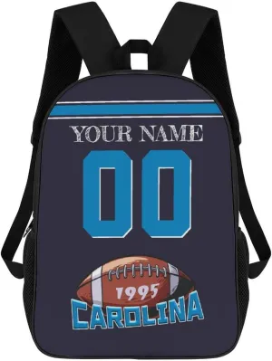 Carolina Backpack Custom Name Number Laptop Shoulder Bag Bookbag Personalized Sports Gift for Men Women Boy Girl, 17 Inch