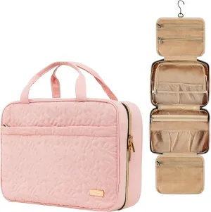 Carrywell |Not Made In China| Hanging Toiletry Bag For Women, Cosmetic and Toiletries Bags, Travel Make Up Organizer, Water-Resistant Case For Cosmetics, Makeup and Brushes (Pink, Medium)