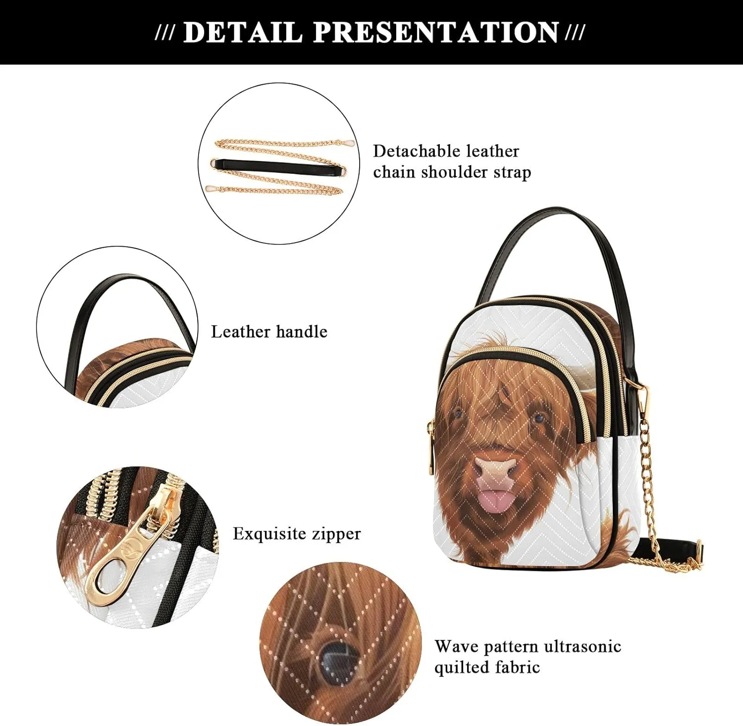 Cartoon Women's Crossbody Bags Quilted Purse with Chain Phone Purse Handbag