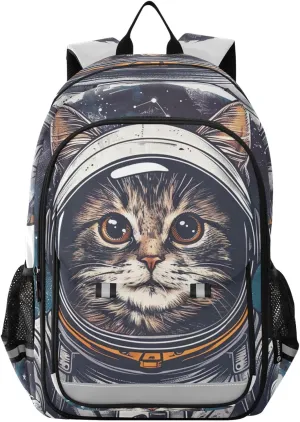 Cat Astronaut Print Backpack for Boys Middle-School Elementary Bookbags 20325410