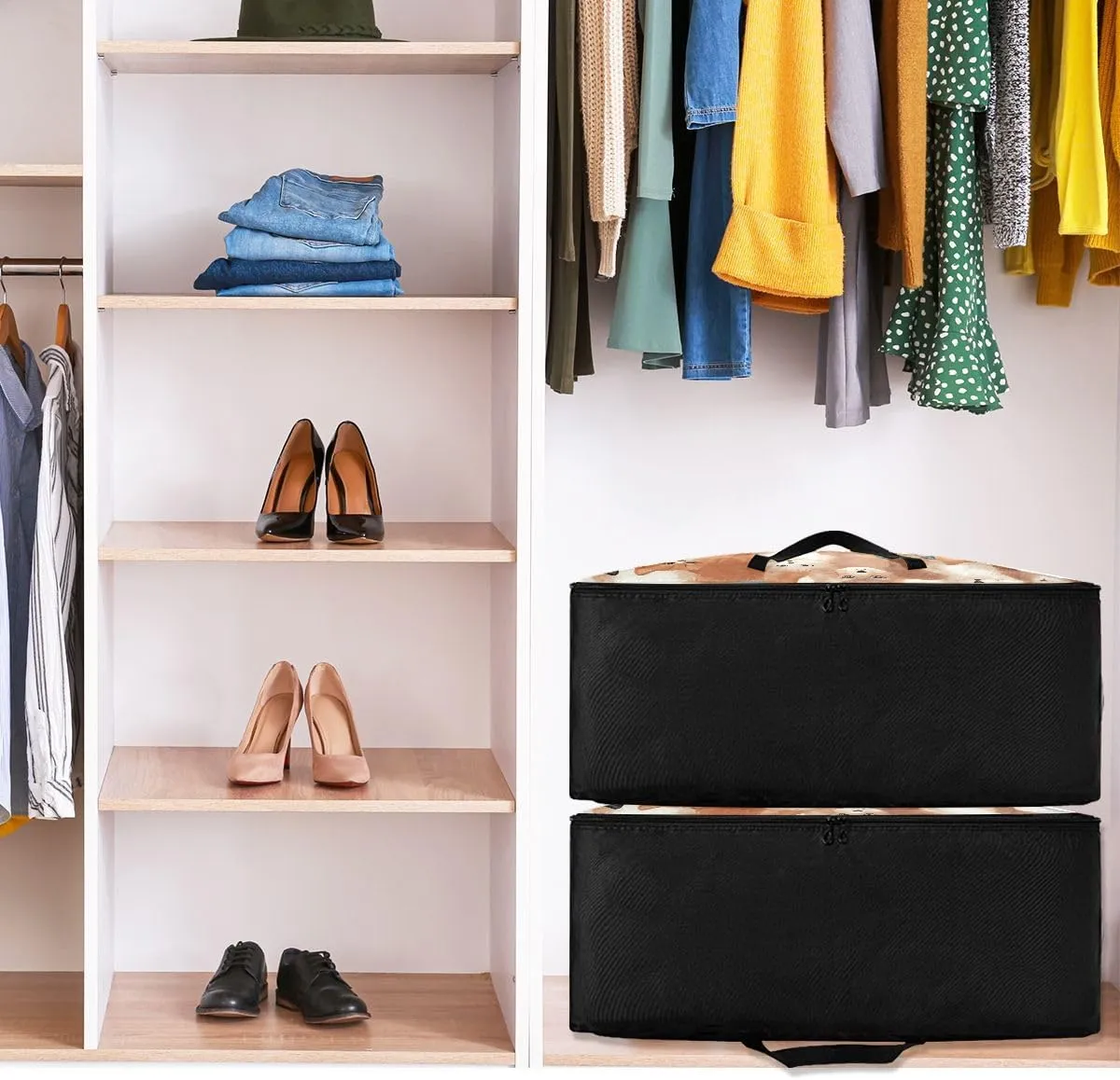 Cats Brwon and Black Storage Bag Moving Supplies with Sturdy Handle and Durable Zipper, Zippered Storage Bag for Moving