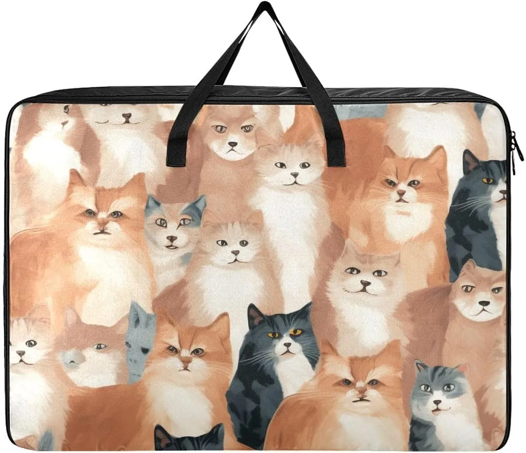 Cats Brwon and Black Storage Bag Moving Supplies with Sturdy Handle and Durable Zipper, Zippered Storage Bag for Moving