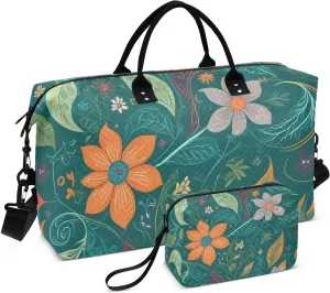 CEBUGI Flower Motif Quilted Duffle Bag for Women Large Carry On Travel Weekend Bag Hospital Bags for Labor and Delivery