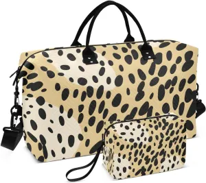 CEBUGI Fur Animal Print Quilted Duffle Bag for Women Large Carry On Travel Weekend Bag Hospital Bags for Labor and Delivery