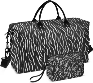 CEBUGI Fur Animal Print Quilted Duffle Bag for Women Large Carry On Travel Weekend Bag Hospital Bags for Labor and Delivery