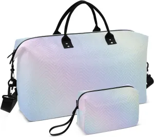CEBUGI Iridescent Gradient Quilted Duffle Bag for Women Large Carry On Travel Weekend Bag Hospital Bags for Labor and Delivery