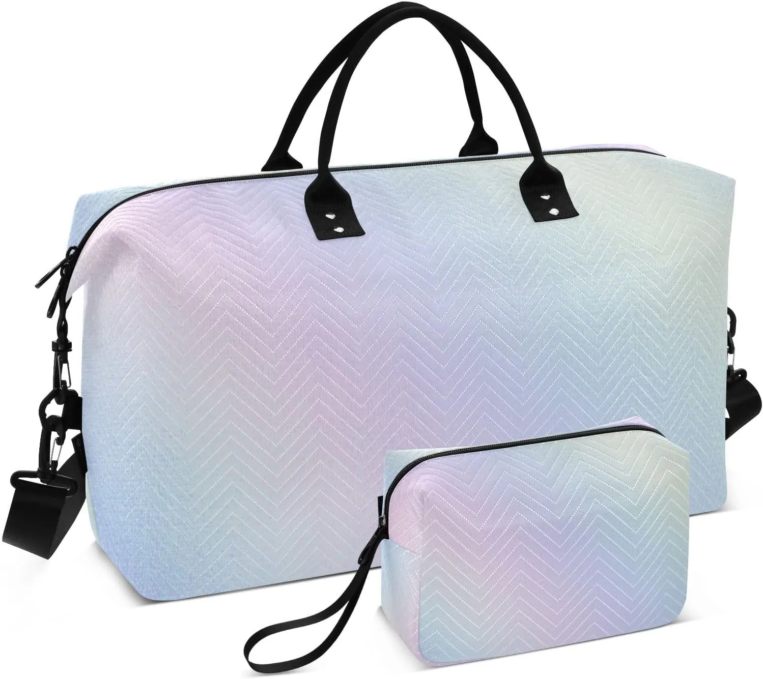 CEBUGI Iridescent Gradient Quilted Duffle Bag for Women Large Carry On Travel Weekend Bag Hospital Bags for Labor and Delivery