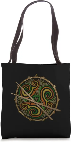 Celtic Drummer Snare Drum Drumsticks Tribal Irish Drumming Tote Bag
