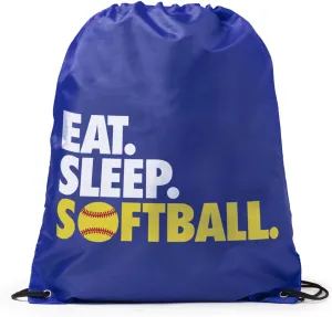 ChalkTalkSPORTS Softball Sport Pack Cinch Sack | Eat Sleep Softball