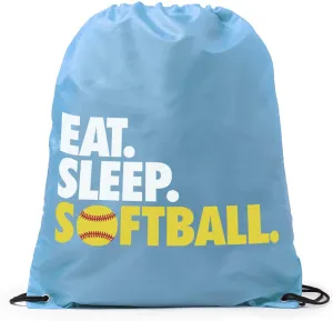 ChalkTalkSPORTS Softball Sport Pack Cinch Sack | Eat Sleep Softball
