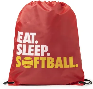 ChalkTalkSPORTS Softball Sport Pack Cinch Sack | Eat Sleep Softball