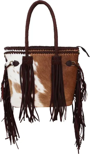 CHALLENGER Women's Cowhide Western Braided Leather Shoulder Purse Handbag Fringe 18RAH01