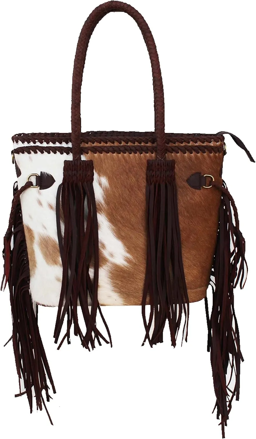 CHALLENGER Women's Cowhide Western Braided Leather Shoulder Purse Handbag Fringe 18RAH01