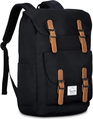 Chase Chic Backpack for Men Women, Vintage Rucksack Bookbag 15.6 inch Fashion Bag Unisex Casual Daypack for Travel,College,Work(Black)