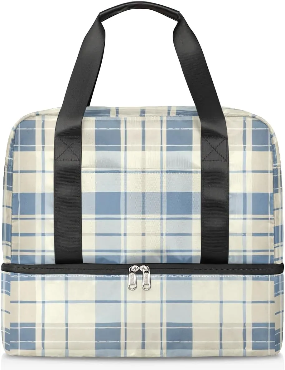 Checkered Travel Duffel Bag Dry Wet Separated Sports Tote Travel Duffle Bag Gym Workout Bag Women Travel Duffel Bag for Women, Travel, Gym, Work
