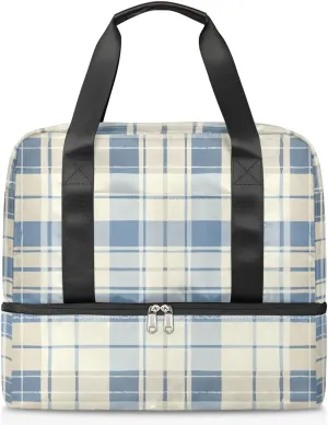 Checkered Travel Duffel Bag Dry Wet Separated Sports Tote Travel Duffle Bag Gym Workout Bag Women Travel Duffel Bag for Women, Travel, Gym, Work